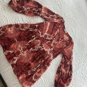 Show Me Your MuMu Red Paisley Button-Front Blouse